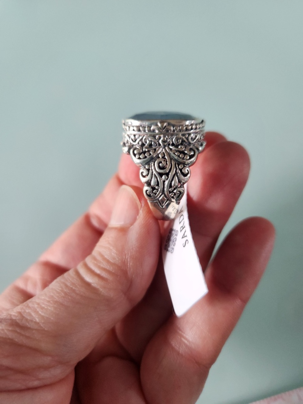 SARDA, Silver Ring, U R THE ONE RING™ IN AQUAMARINE, size 8, NWT - Picture 6 of 9